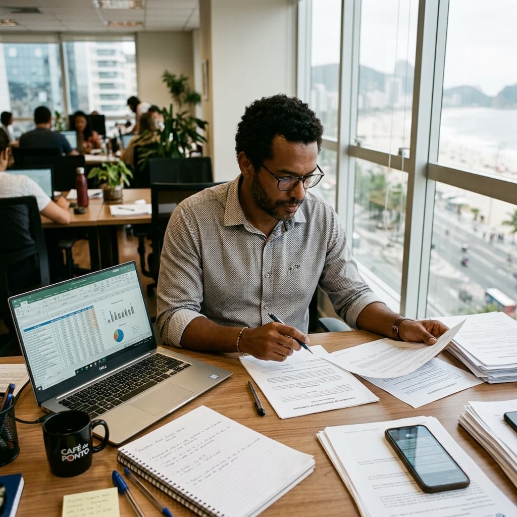 Jovens brasileiros assinando contrato de trabalho — CLT ou PJ 2026 simulador qual vale mais salário regime tributário