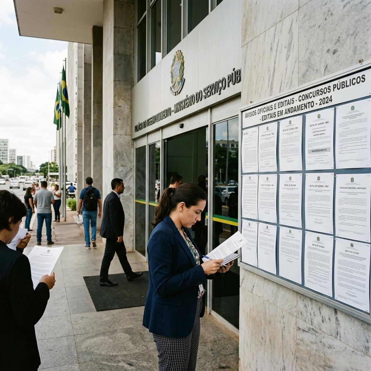 Prédio do INSS com bandeira do Brasil ao fundo – concurso INSS 2026 8.500 vagas técnico analista salário inscrições edital
