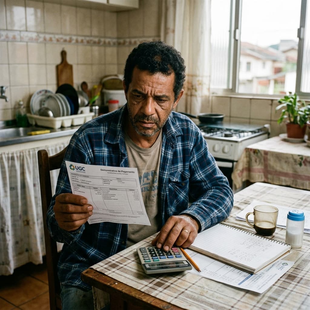 Trabalhador brasileiro com documentos e celular – 13º salário 2026 quanto recebo cálculo 1ª 2ª parcela INSS IR quando paga