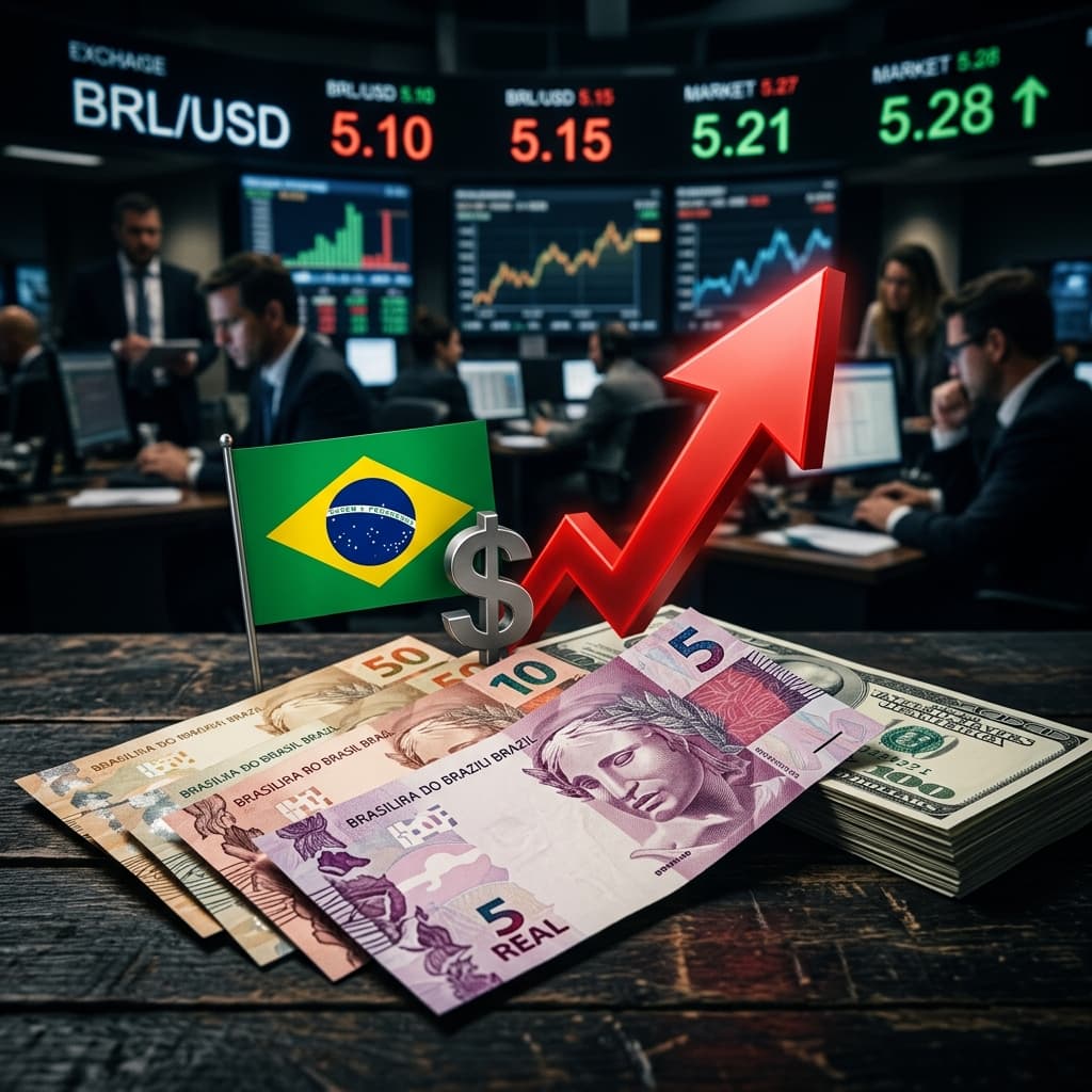 Dólar dispara acima de R$ 5,00 em 13 de maio de 2026 — câmbio sobe 2,31% com escândalo político e PPI dos EUA