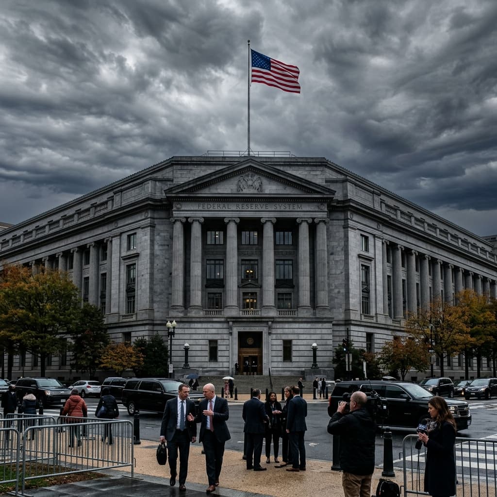 Sede do Federal Reserve em Washington DC – Fed juros 2026 Powell sai Kevin Warsh assume impacto Brasil Selic câmbio