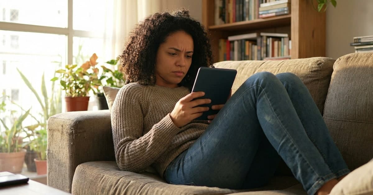 Pessoa segurando Kindle Paperwhite em ambiente de leitura com luz natural — e-reader da Amazon no Prime Day 2026