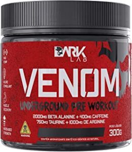 Pré Treino Venom 300g Underground Pré Workout Dark Lab, Beta Alanina, Cafeina, Taurina, Arginina (Limão)